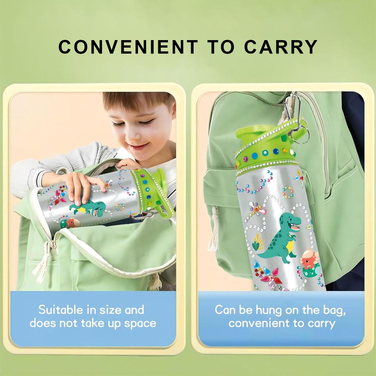 Dinosaur Kids Water Bottle with Decorate DIY Arts & Craft for Ages 4-12 Years