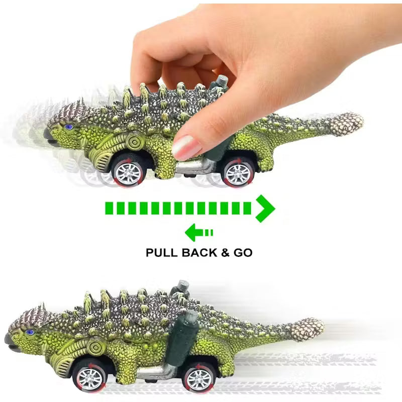 6x Pull Back Dinosaur Car Toys