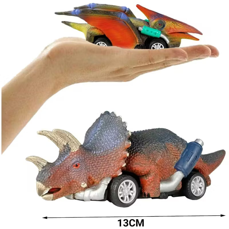 6x Pull Back Dinosaur Car Toys