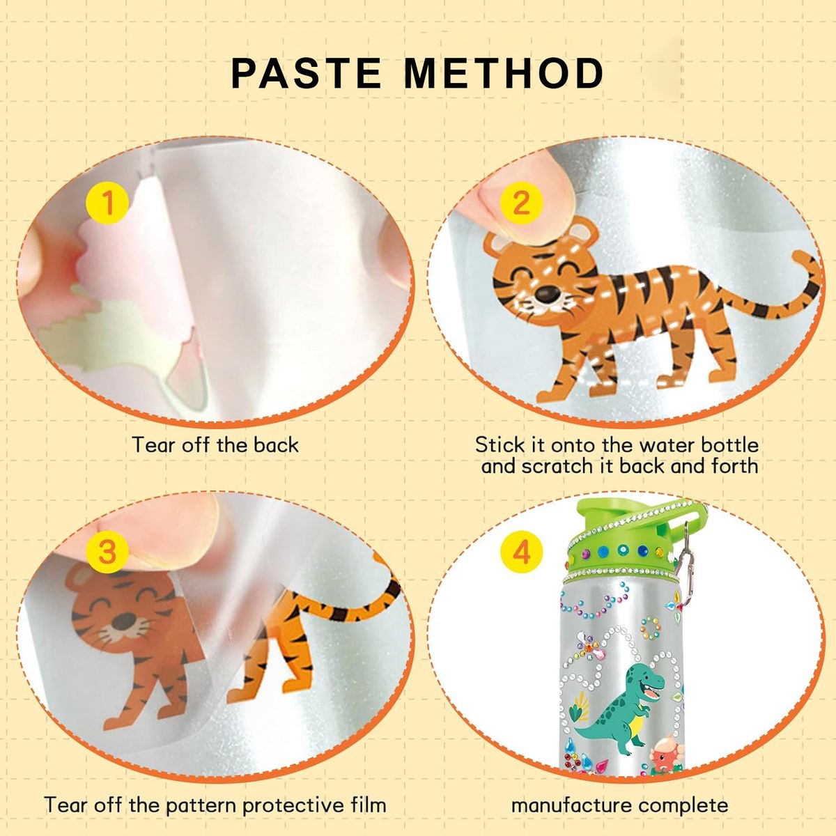 Dinosaur Kids Water Bottle with Decorate DIY Arts & Craft for Ages 4-12 Years